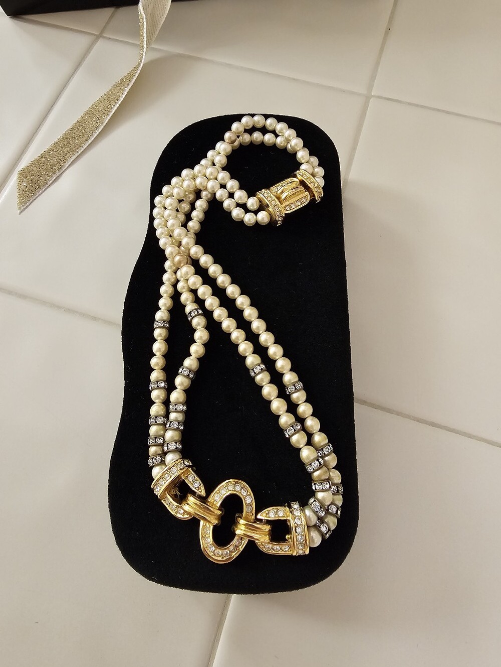 Vintage High End Pearl Necklace Double Strand Substantial Closure   16"